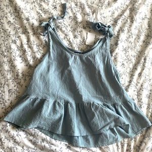 Medium size 6 Light teal blue Ribbon straps blouse from Shein Brand new, washed